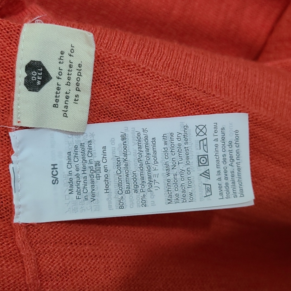 Madewell Open Front Lightweight M2235 Cardigan Orange Size S - Picture 8 of 9